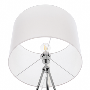 Lampada da terra in metallo argento 148 cm treppiede con paralume in tessuto bianco