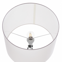 Lampada da terra in metallo argento 148 cm treppiede con paralume in tessuto bianco