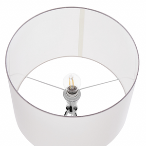 Lampada da terra in metallo argento 148 cm treppiede con paralume in tessuto bianco