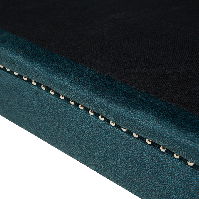 Divano a 3 posti con trapuntatura del pannello di rivestimento della testa del chiodo blu verde acqua