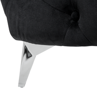 Divano a 3 posti in velluto Nero stile Chesterfield con schienale basso