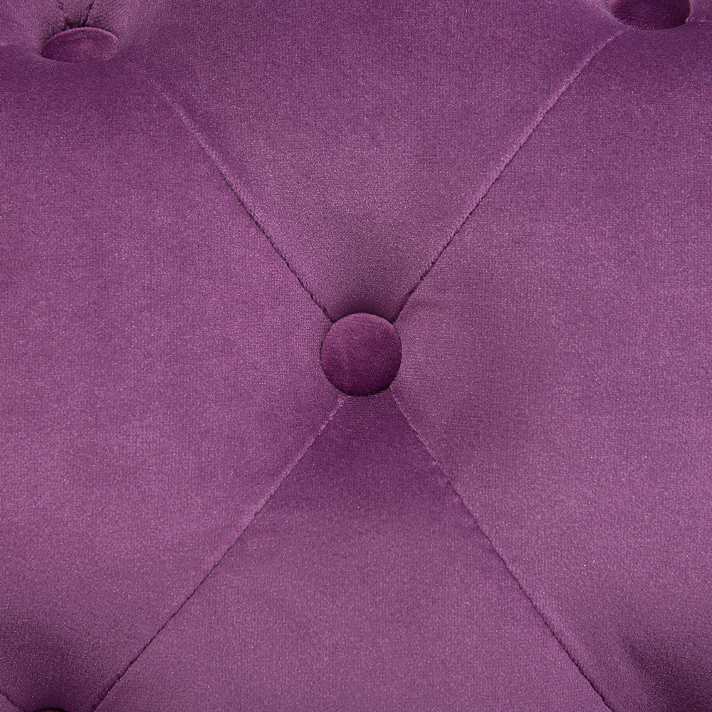 Divano a 3 posti in velluto viola stile Chesterfield con schienale basso