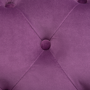 Divano a 3 posti in velluto viola stile Chesterfield con schienale basso