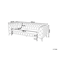 Divano a 3 posti in velluto viola stile Chesterfield con schienale basso