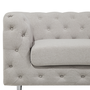 Divano Chesterfield a 2 posti con bottoni avorio beige capitonnè