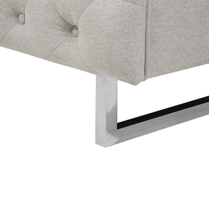 Divano Chesterfield a 2 posti con bottoni avorio beige capitonnè