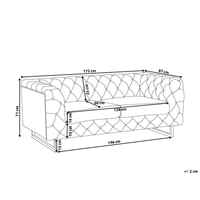 Divano Chesterfield a 2 posti con bottoni avorio beige capitonnè