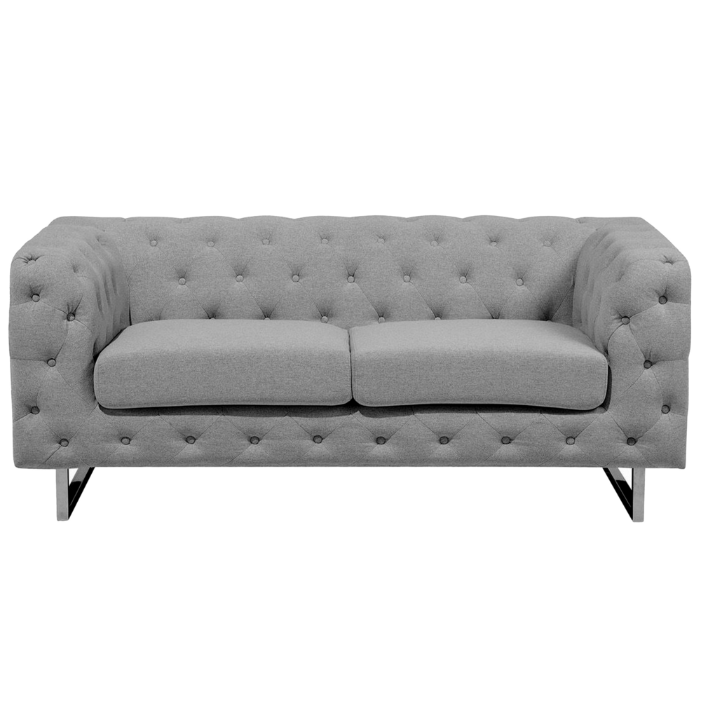 Divano Chesterfield a 2 posti grigio chiaro capitonnè sofà soggiorno