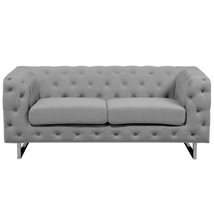 Divano Chesterfield a 2 posti grigio chiaro capitonnè sofà soggiorno