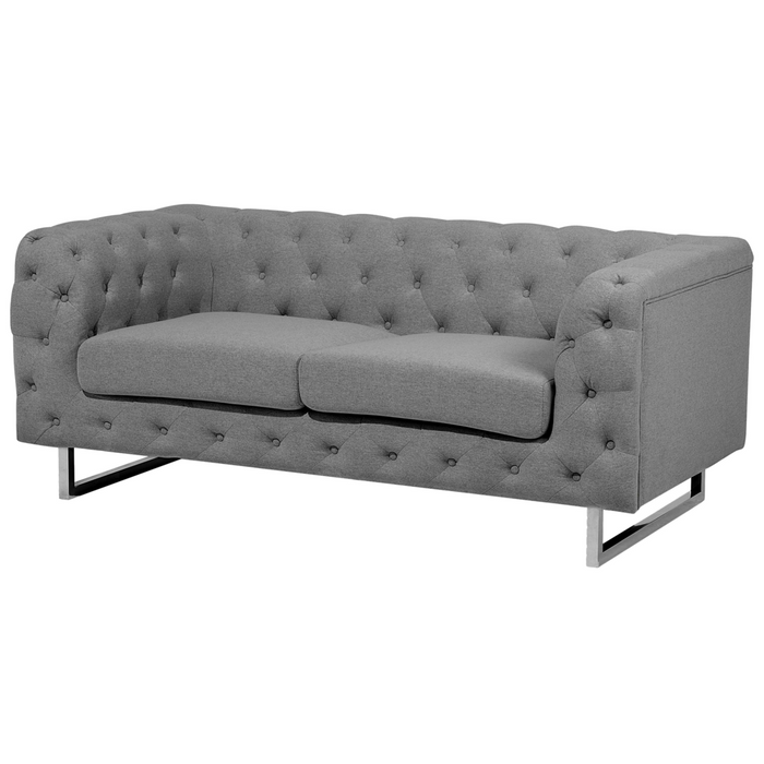 Divano Chesterfield a 2 posti grigio chiaro capitonnè sofà soggiorno