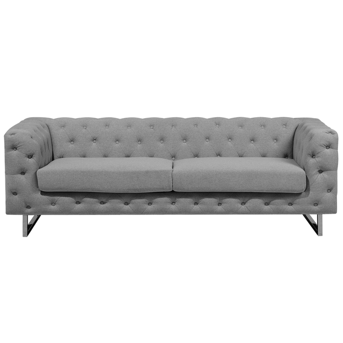 Divano Chesterfield a 3 posti grigio chiaro capitonnè sofà soggiorno