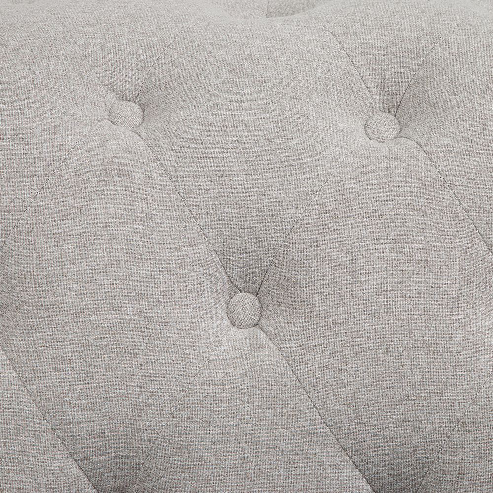 Divano Chesterfield a 3 posti con bottoni avorio beige capitonnè