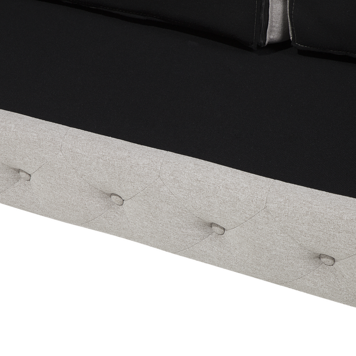 Divano Chesterfield a 3 posti con bottoni avorio beige capitonnè