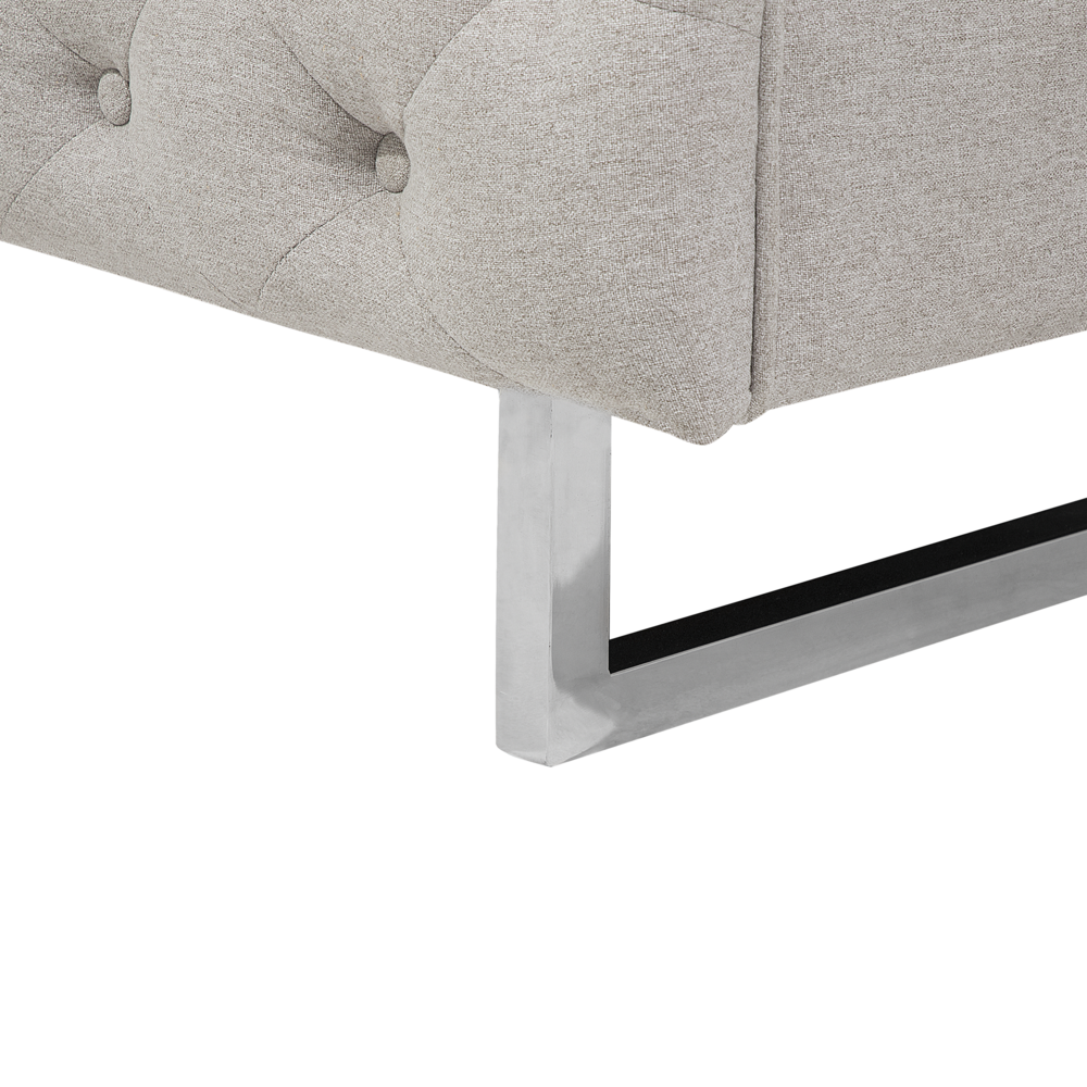 Divano Chesterfield a 3 posti con bottoni avorio beige capitonnè