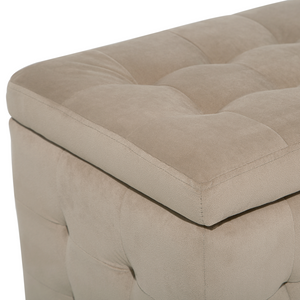 Panca per camera da letto con tappezzeria trapuntata in velluto marrone chiaro ottomana con contenitore