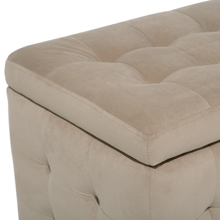 Panca per camera da letto con tappezzeria trapuntata in velluto marrone chiaro ottomana con contenitore