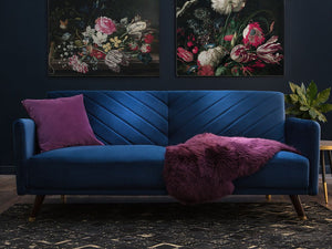 Divano Letto Tessuto Velluto Blu Navy Soggiorno Moderno 3 Posti Gambe In Legno Braccio A Pista