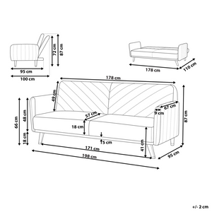 Divano Letto Tessuto Velluto Nero Scuro Soggiorno Moderno 3 Posti Gambe In Legno Braccio A Pista