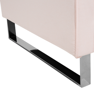 Poltrona Tessuto Rosa Slitta Gambe Argento Salotto Moderno soggiorno