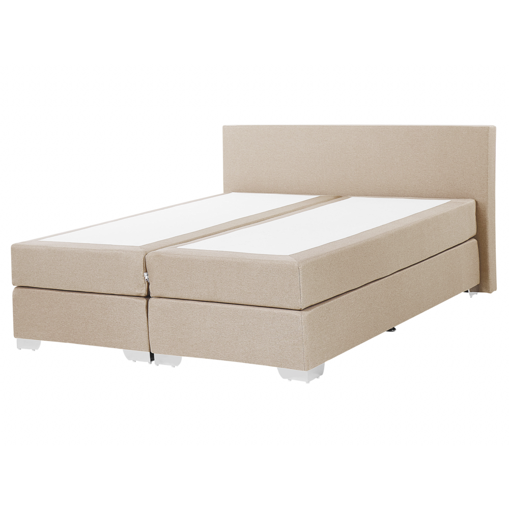 Letto Boxspring in Tessuto Beige con Materasso a Molle insacchettate 160 x 200 cm