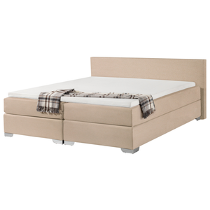 Letto Boxspring in Tessuto Beige con Materasso a Molle 180 x 200 cm