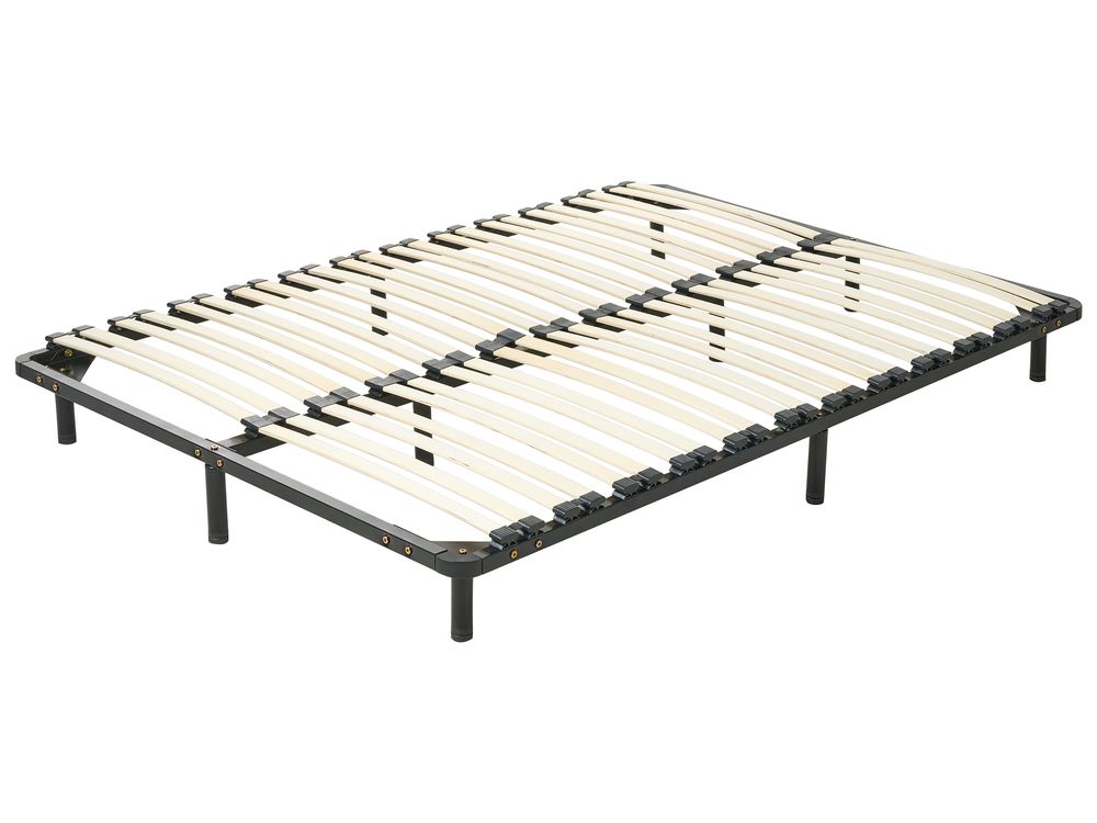 Rete a doghe 180 x 200 cm doghe in legno struttura in acciaio Nero con gambe doghe in legno