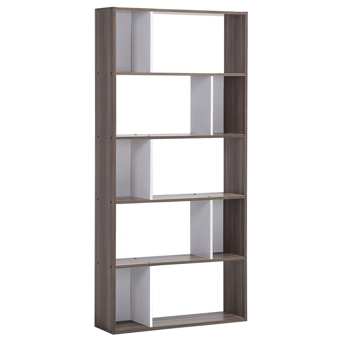 Libreria Legno Scuro e Bianco 174 x 83 cm Scaffali Grandi e Piccoli Scandinavi