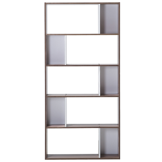 Libreria Legno Scuro e Bianco 174 x 83 cm Scaffali Grandi e Piccoli Scandinavi