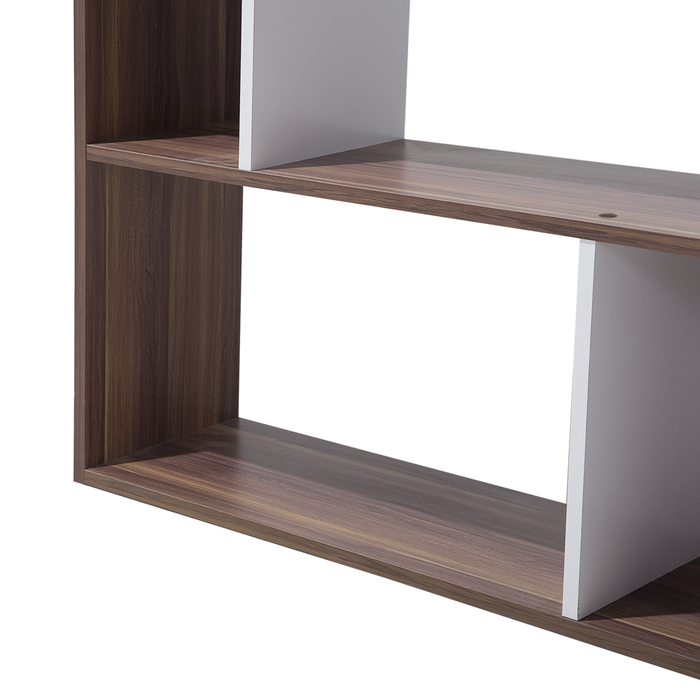 Libreria Legno Scuro e Bianco 174 x 83 cm Scaffali Grandi e Piccoli Scandinavi