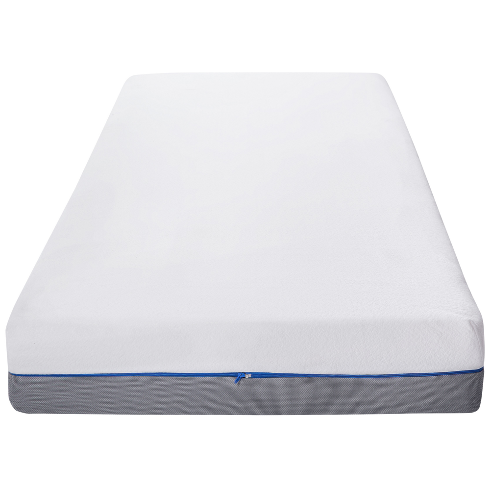 Materasso in memory foam bianco con tessuto grigio 90 x 200 cm media rigida