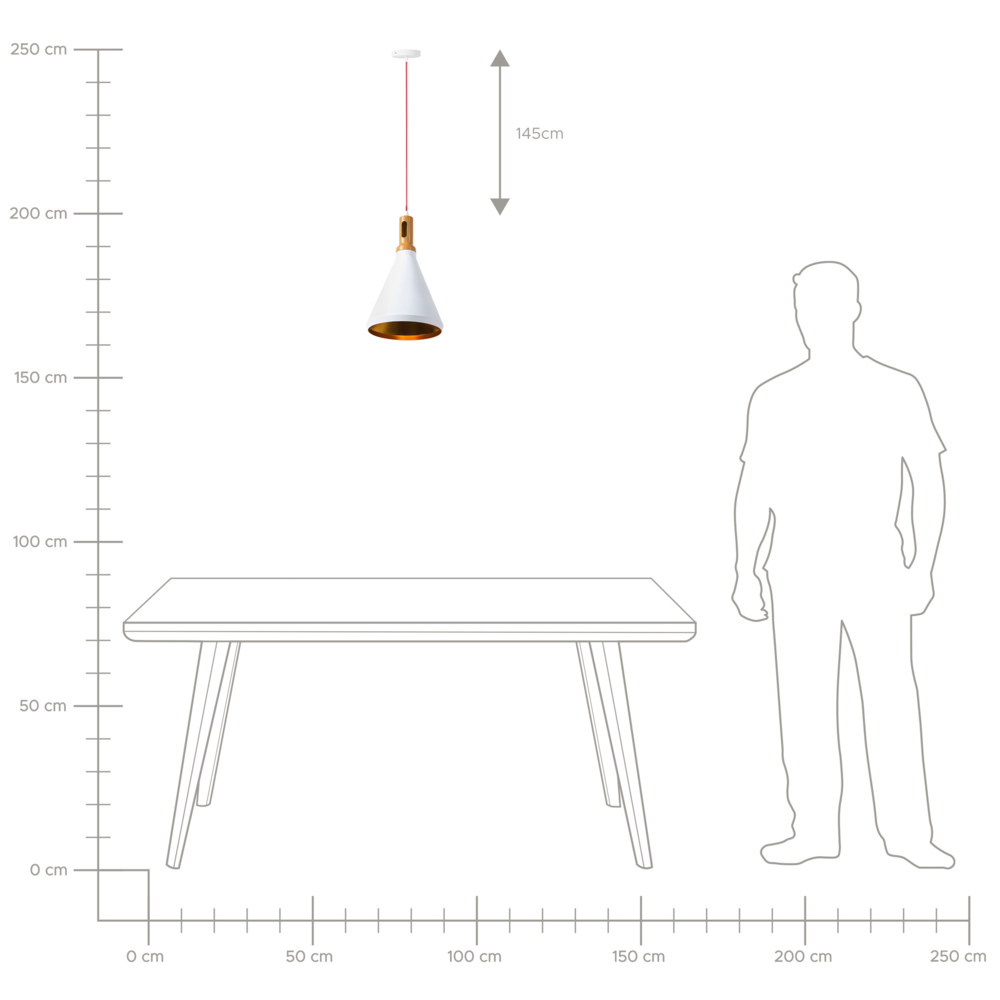 Lampada a Sospensione Colore Rame Bianco Alluminio Forma Campana Illuminazione Operativa Moderna
