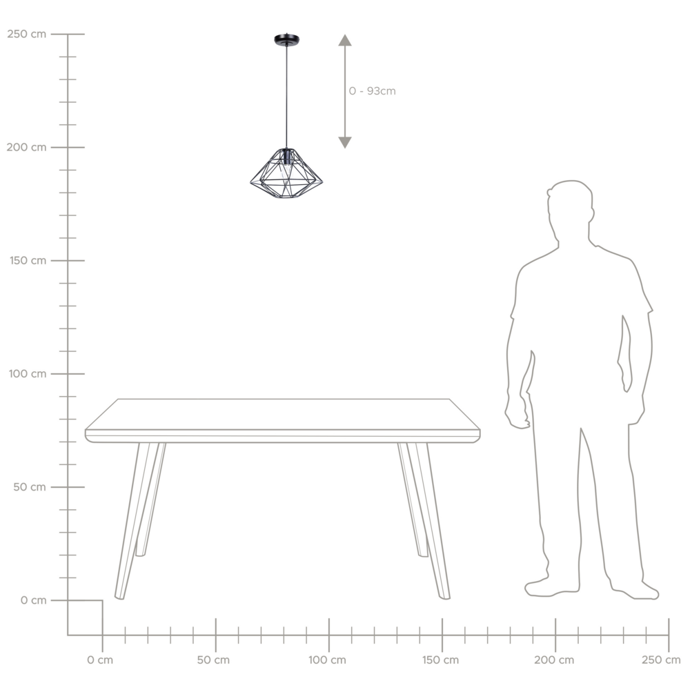 Filo metallico nudo a 1 luce Nero a sospensione a forma di gabbia in metallo