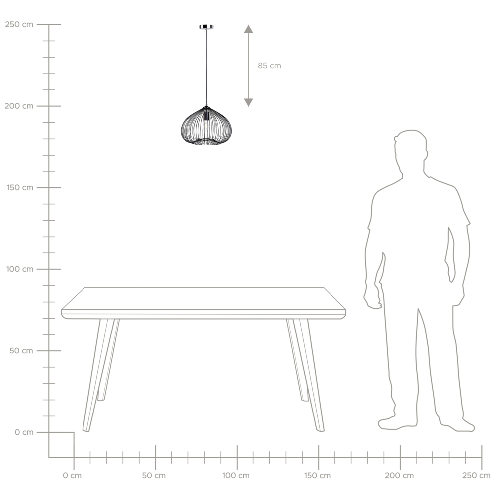 Lampadario moderno di design in metallo Nero a filo industriale