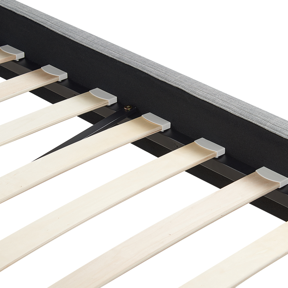 Letto 160 x 200 cm con rete a doghe in tessuto grigio con LED bianco contemporaneo