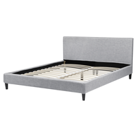 Letto 160 x 200 cm con rete a doghe in tessuto grigio con LED bianco contemporaneo