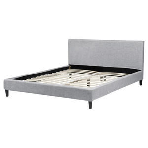 Letto 160 x 200 cm con rete a doghe in tessuto grigio con LED bianco contemporaneo