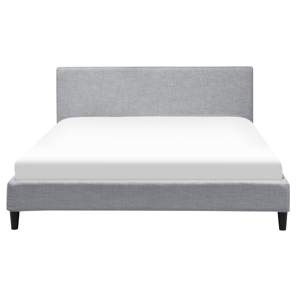 Letto 160 x 200 cm con rete a doghe in tessuto grigio con LED bianco contemporaneo