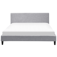 Letto 180 x 200 cm con rete a doghe in tessuto grigio contemporanea
