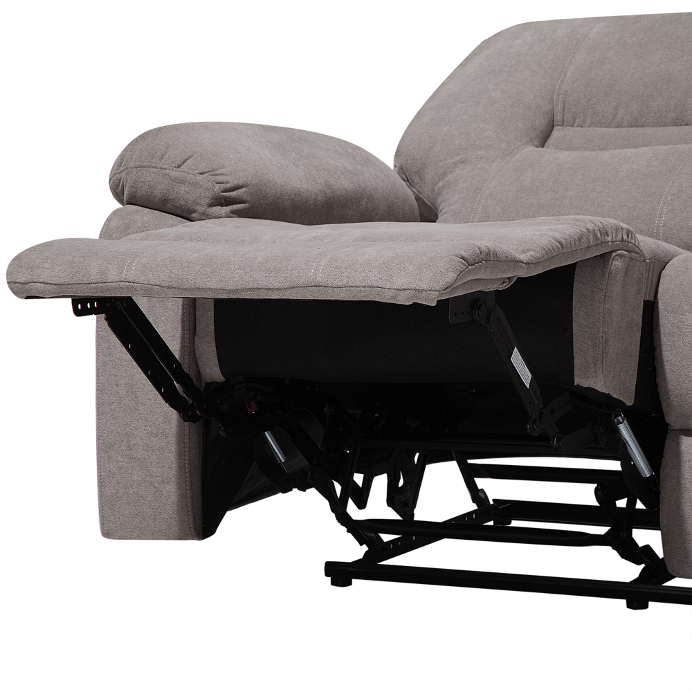 Divano reclinabile Beige Taupe 2 posti Schienale e poggiapiedi regolabili manualmente