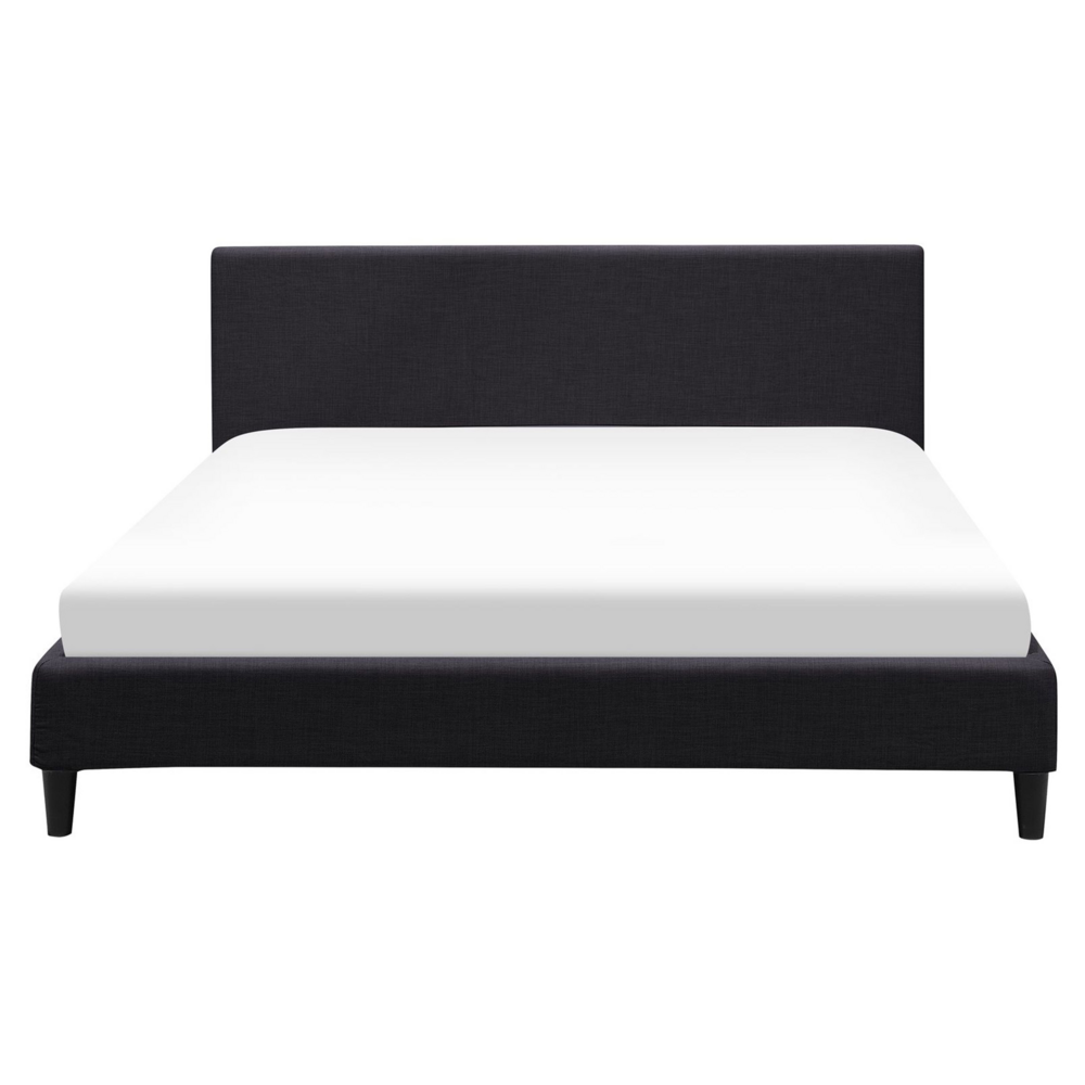Letto 160 x 200 cm Rete a doghe in tessuto Nero con LED bianco contemporaneo