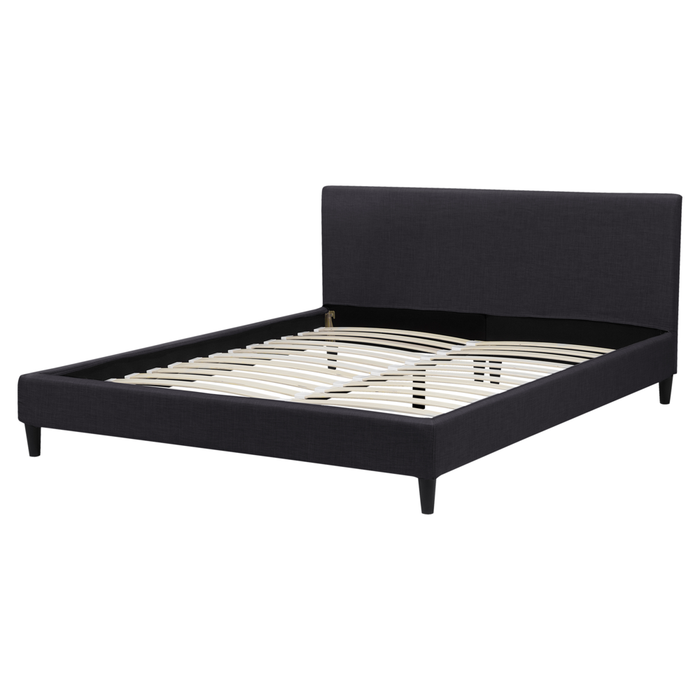 Letto 160 x 200 cm Rete a doghe in tessuto Nero con LED bianco contemporaneo