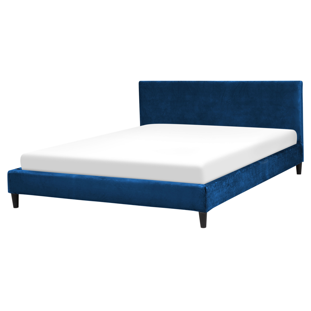 Letto 160 x 200 cm con rete a doghe in velluto blu contemporaneo