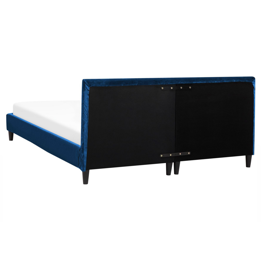 Letto 160 x 200 cm con rete a doghe in velluto blu contemporaneo