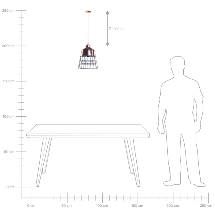 Lampada a Sospensione a 1 Luce da Soffitto Rame stile Industriale