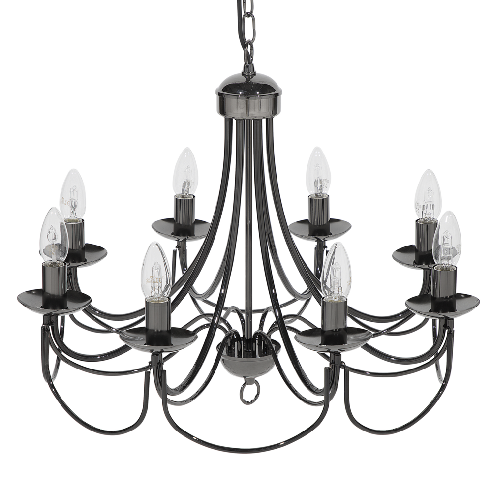 Lampada da Soffitto in Metallo Nero 143 cm Alta lucentezza 8 Luci in Stile Vittoriano Vintage