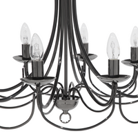 Lampada da Soffitto in Metallo Nero 143 cm Alta lucentezza 8 Luci in Stile Vittoriano Vintage