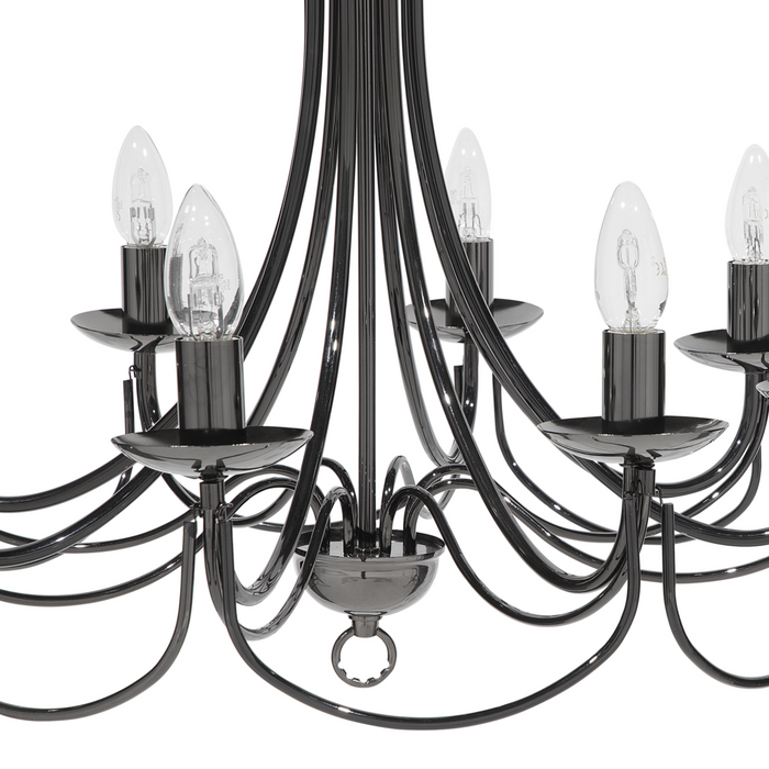 Lampada da Soffitto in Metallo Nero 143 cm Alta lucentezza 8 Luci in Stile Vittoriano Vintage