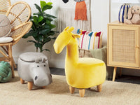 Sgabello per bambini Animale Hippo con contenitore Poggiapiedi per scuola materna in ecopelle grigio chiaro con gambe in legno
