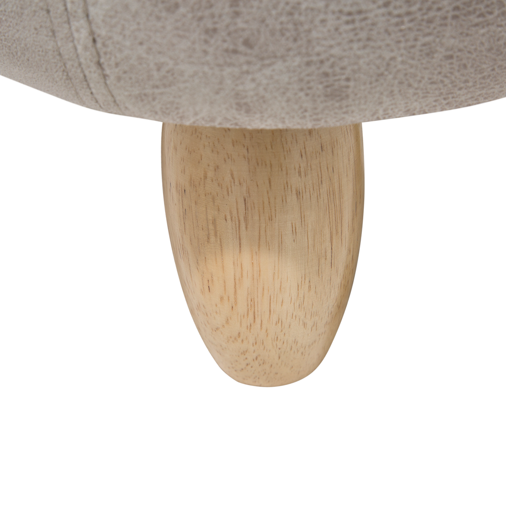 Sgabello per bambini Animale Hippo con contenitore Poggiapiedi per scuola materna in ecopelle grigio chiaro con gambe in legno