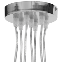 Lampada a sospensione a grappolo a 7 luci con paralumi rotondi in metallo argentato